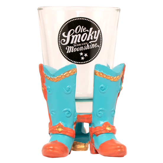 CLEAR SHOT GLASS WITH COWBOY BOOTS