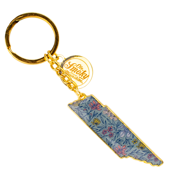 BLOSSOMS STATE METAL KEYCHAIN, view 1