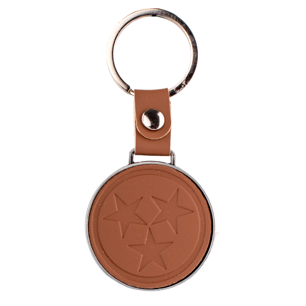 METAL & LEATHER DOUBLE SIDED KEYCHAIN, view 2