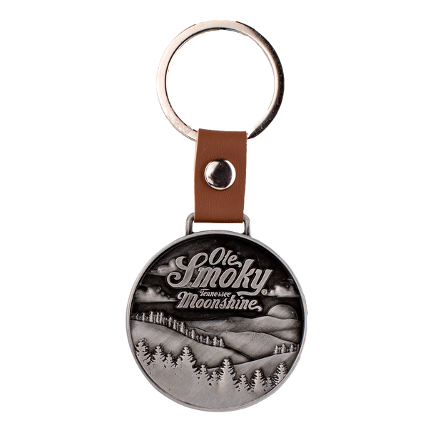 METAL & LEATHER DOUBLE SIDED KEYCHAIN, view 1