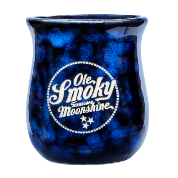 GLAZED POTTERY SHOT GLASS - BLUE/BLACK, view 1