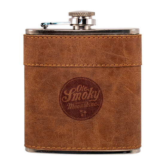 BROWN LEATHER WRAPPED FLASK