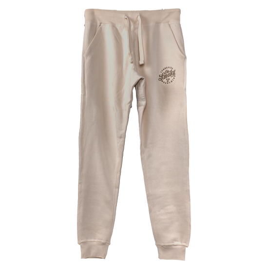 EMBROIDERED FLEECE JOGGERS - SANDSHELL view 1