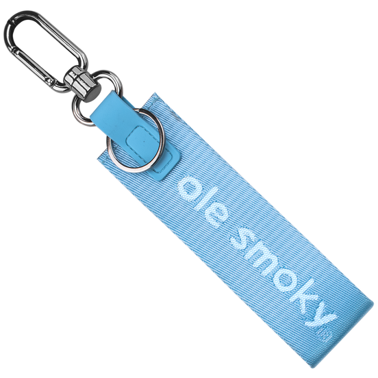 CARABINER WOVEN STRAP KEYCHAIN - LIGHT BLUE