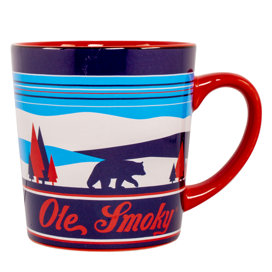 RED AND BLUE SCENIC BEAR MUG