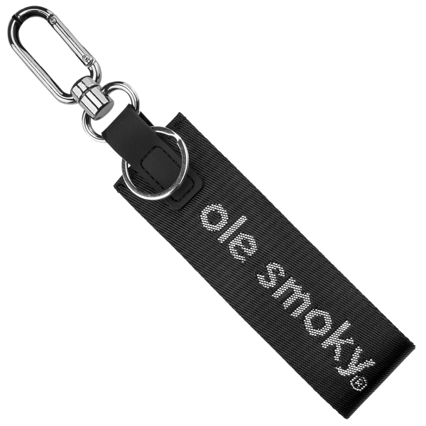 CARABINER WOVEN STRAP KEYCHAIN - BLACK, view 1