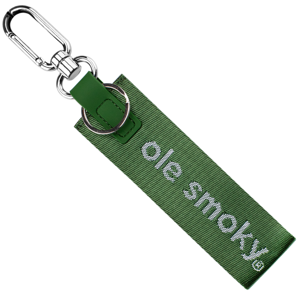CARABINER WOVEN STRAP KEYCHAIN - GREEN, view 1