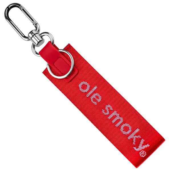 CARABINER WOVEN STRAP KEYCHAIN - RED, view 1