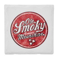 SQUARE MOONSHINE LOGO COASTER - RED