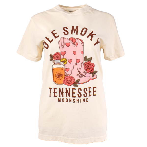 BOOTS AND FLOWERS TEE - IVORY, view 1